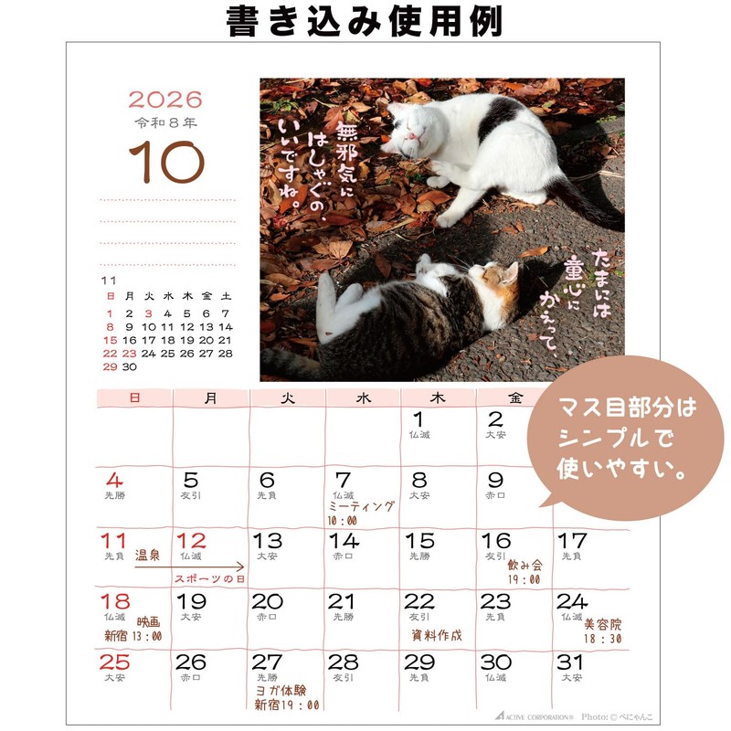 Active Corporation 2026 Calendar Desk-top Sunbathing Cat Chronicles 26ACL-539 2026