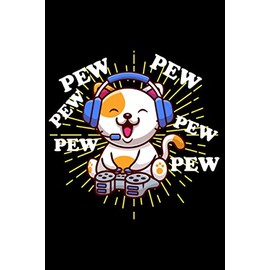 Pew Pew Pew Katze Zocker Headset Katzen Cat Zocken: DIN A5 Liniert 120 Seiten / 60 Blätter Notizbuch Notizheft Notiz-Block Videospiele Motive & Geschenkidee für Gamer