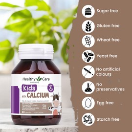 Healthy Care Milk Calcium Capsules for Kids - Supports Strong Bone and Teeth - Premium Dietary Supplement - All-Natural Ingredients - 60 Capsules