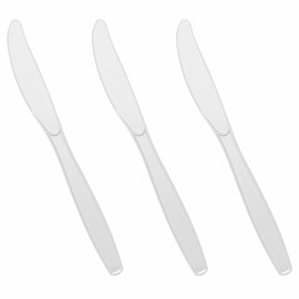 Kaya White Disposable Plastic Knives - 7.5" (Pack of 100) - BPA-Free, Recyclable, & Durable Catering Solution - Perfect for Parties, Catering & Everyday Use