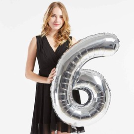 40inch Silver Foil 60 Helium Jumbo Digital Number Balloons, 60th Birthday Decoration for Women or Men, 60 Year Old Birthday Party Supplies