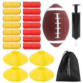 Flag Football Set, 14 Player Adjustable Belts with Cones, Football, Pump, Bag, for Youth Adults Capturing Flag