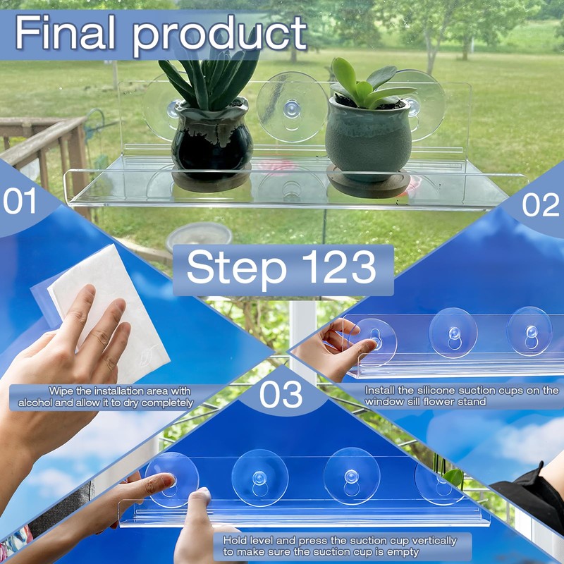 Skewo 2 Pack 12 Inch Acrylic Window Boxes Plant Shelves,