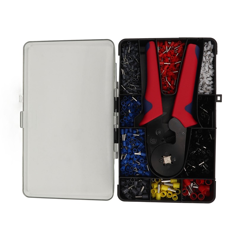1201Pcs Electrical Wire Terminal Set Cold Pressed with Red Plier