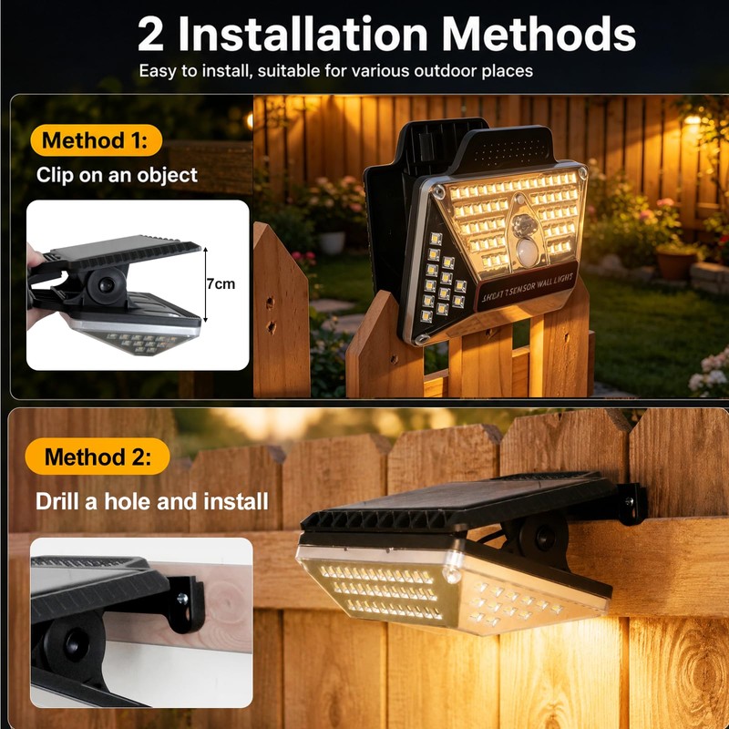USB & Solar Powered Clip-on Lights, Waterproof 110 LEDs 600