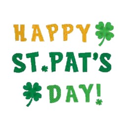 St. Patrick's Day Reusable Gel Window Clings, Holiday Colored and Patterned Happy St. Pat's Day with Heart Filled Four Leaf Clovers (20 Clings, 1 Sheet)