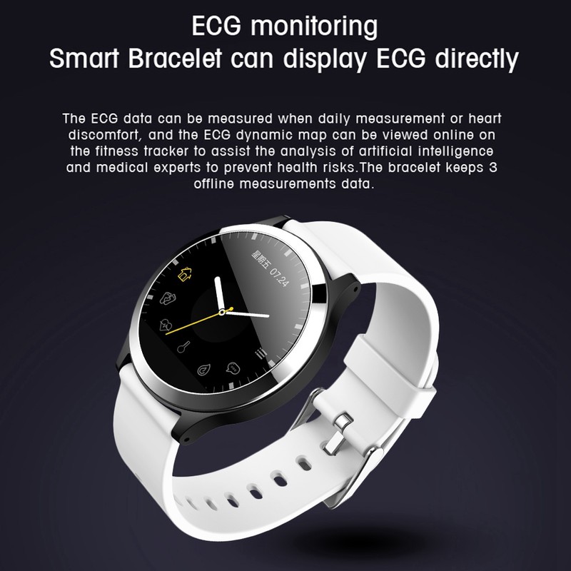 Waterproof Round Color Screen Bluetooth Smart Bracelet Wristband Fitness Tracker