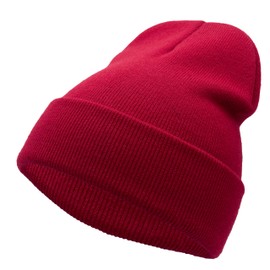 SoCute Gorro unisex de punto suave y cálido unisex con puños de acrílico para hombres y mujeres, Vino, Talla única