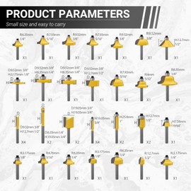 CATITO 100 Pieces Router Bits Set, 1/4" Shank Router Bit, Professional Woodworking Milling Cutter Set, Tungsten Carbide Milling Bit Kits for Professional Woodworking