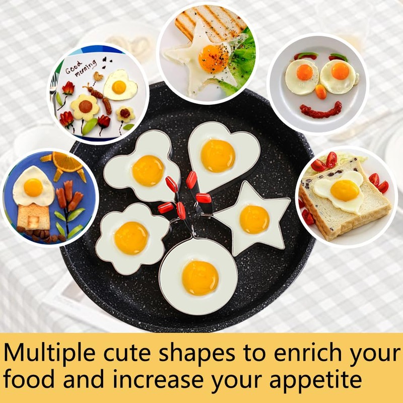 GZMAISULEE Egg Ring Molds for Cooking 5 Pack Griddle Egg