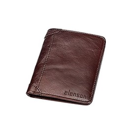 Elensan Men's Cowhide Fashion Short Wallet, Bifold Soft, Oil Leather, cream