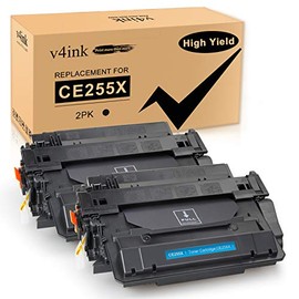 v4ink Compatible CE255X Toner Cartridge Replacement for HP 55X CE255X 55A CE255A Toner High Yield Ink for HP P3015 P3015d P3015dn P3015n P3015x M521dn M521dw M525c M525dn M525f Printer 2PK