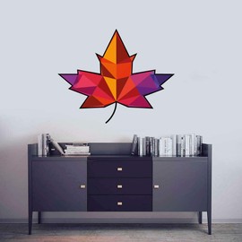 Maple Leaf Leaves Plant Vinyl Stained Glass Film Static Cling Window Waterproof Decal for Girls Boys Kids Room Bedroom Nursery House Fun Home Decor Stickers Wall Art Vinyl Decoration (5x8 inch)
