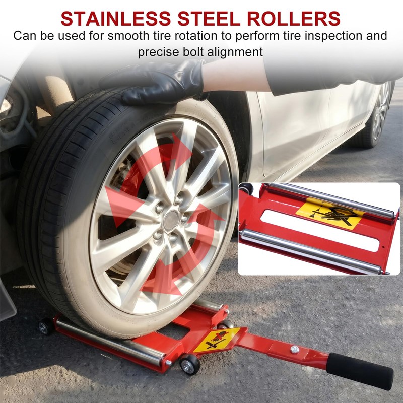 Portable Tire Jack Tool with Roller Plate, Tire Lifting Tool