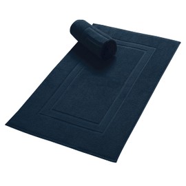GLAMBURG Premium Cotton 20x32 inch 2-Pack Bath Mats - 100% Ringspun Cotton - Luxury Hotel & Spa Quality - 800 GSM - Durable Soft Highly Absorbent - Machine Washable - Mineral Blue