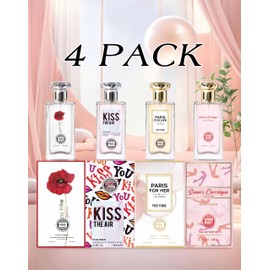 Hybrid & Company Women's 4 Pcs Kiss The Air Magic Flower Paris For Her Sean'S Classique Perfume Natural Spray Fresh Fragrance