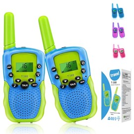 2Pzs Walkie Talkies para Niños, Walkie Talkie para Niños de Radio de 22 Vías con 3 Millas de Largo Alcance, Juguete con Linterna LCD Retroiluminada, Regalo Juguete para Niño y Niña 3-14 Años