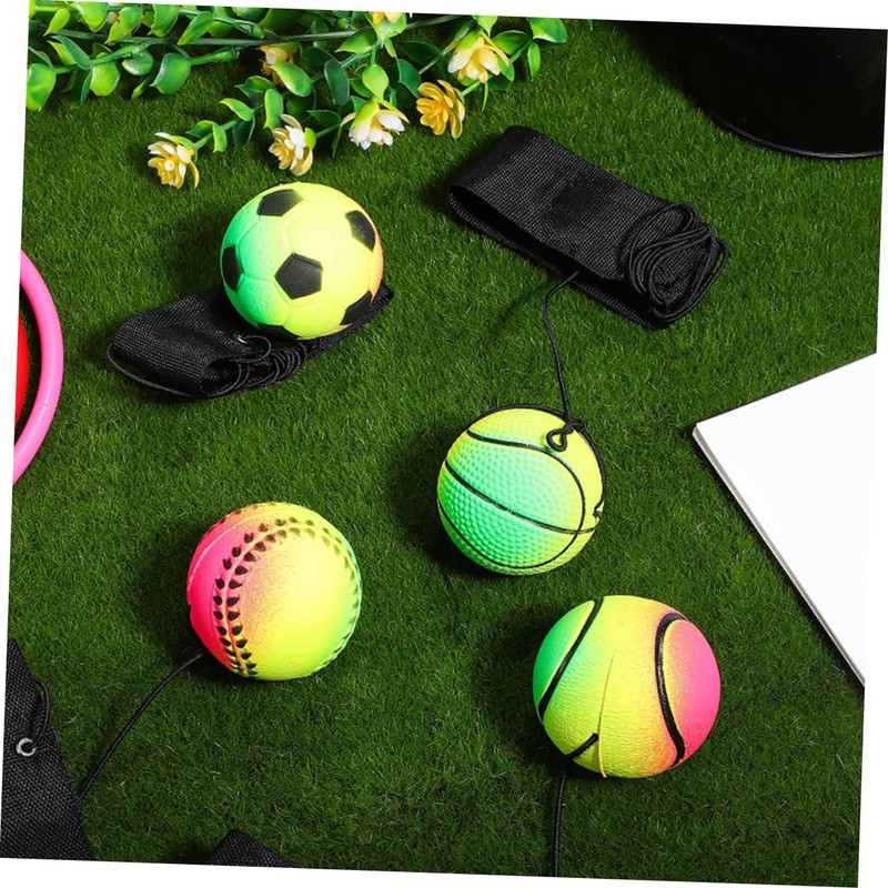 Vaguelly 4pcs Dark Wrist Return Balls Portable Elastic Rubber Rebound