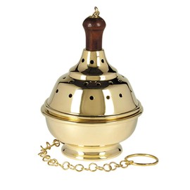 Sudbury Brass Round Single Chain Hanging Censer, 8 Inch