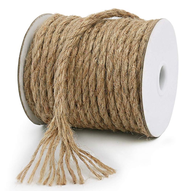 Vivifying 66 Feet 6mm Jute Rope, Natural Heavy Duty Twine