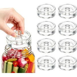Nexboraque 9 Pack Glass Fermentation Weight, Easy Grip Fermenting Weights Canning Weights and Pickling Glass Weight for Wide Mouth Mason Jar, Clear