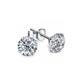 Women's Silver Stud Earrings with Cubic Zirconia for Women Girls Exquisite Gift Box, Sterling Silver, Cubic Zirconia