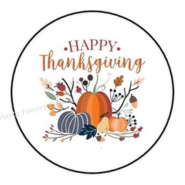 1.5" Inch Happy Thanksgiving Stickers - Happy Thanksgiving Gift Tags- Thanksgiving Envelope Seals Labels - #AA61RK (30 Pcs)