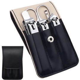 6 Pcs Stainless Steel Nail Kit, Nail Clipper Set with Leather Case Unisex