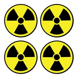 Nuclear Radiation Warning Symbol Stickers - Individually Die-Cut - 3-Inch Diameter (Pack of 4 Decals)