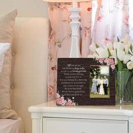 DIENADF Thank You Gifts Picture Frame, Loving Parents Photo Frame, Bonus Mom Mothers Day Gifts, Bonus Dad Gifts for Fathers Day, Thanksgiving Gifts for Family Parents Wood Tabletop Frame(4x6 Inch Photos)