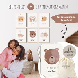 MeinBaby123® I Bundel Affirmation Pictures Set of 6 & Affirmation Cards for Children | Nursery Poster | Gifts for Birth | Christening Gift | Premium Quality (Affirmations Bundle)