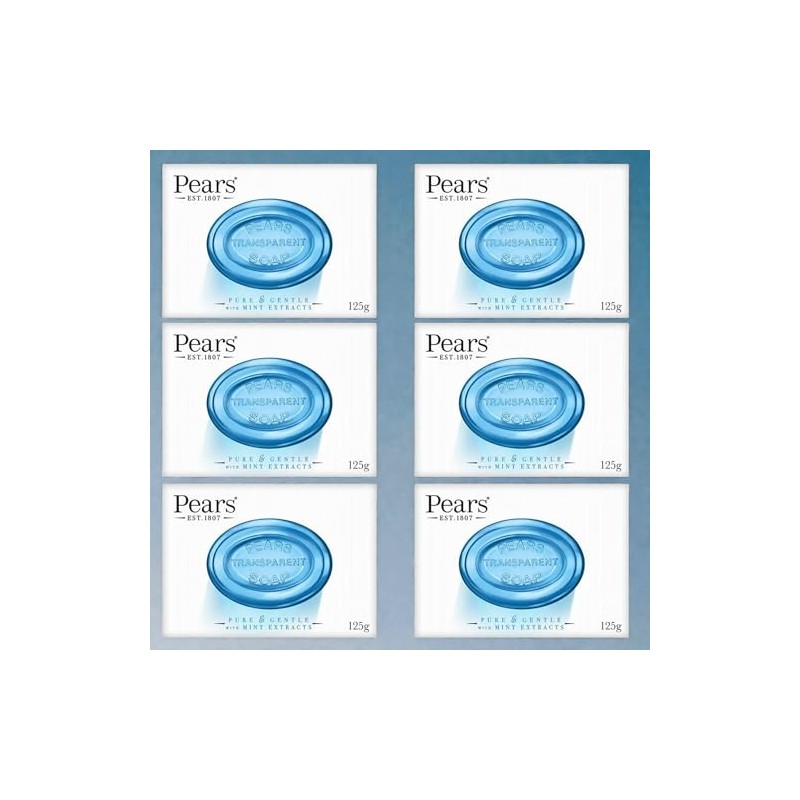 Pears Transparent Mint Blue Soap 125g – Pack of 6