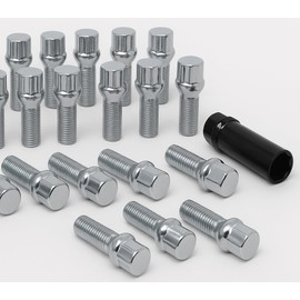 20 Pc 12x1.25 Chrome Spline Tuner Lug Bolts 28MM Shank for Aftermarket Wheels to Fit Jeep Cherokee Renegade Fiat Alfa Romeo