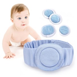 GRLEAYIE Baby Belly Button Band, Infant Umbilical Hernia Belt Wrap Truss, Abdominal Binder for Child, Newborn Adjustable Navel Band with 4 Concavity Covered Compression Pads(Small)