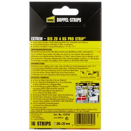 UHU Double Strips, up to 4 kg, Pack of 16