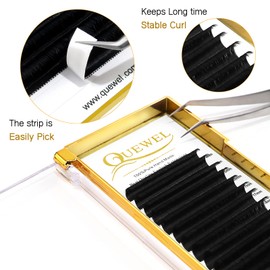 QUEWEL Volume Eyelash Extensions | 0.03-0.12mm | 8-25mm | C/CC/D/DD Curl | Easy Fan Volume Lashes 2D-20D, Self Fanning, Mix 0.05C, 15-20mm Long Lasting Blooming Lashes