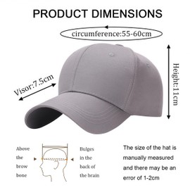 YKDLLF Men's Baseball Cap Women's Adjustable Washable Classic Baseball Cap Unisex Sun Protection Baseball Cap Cotton Baseball Cap for Birthday Gifts for Men Gifts, lightgrey, 58