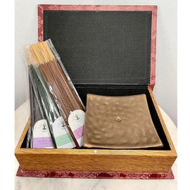 Hosley 120 Pack Assorted Incense Sticks Gift Set in Red Storage Book Box. include 40 Sticks Each of 3 Random Grab Bag Fragrances & A Ceramic Incense Stick Holder Ideal for Home Meditation Aromatherapy