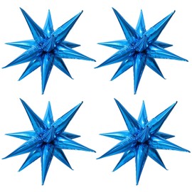 50 Pcs Blue Foil Cone Star Balloons Big 26 inch Dark Blue Explosion Star Mylar Balloons 12 Point 3D Starburst Star Balloons for Party Supplies Christmas Birthday Wedding Decorations Party Supplies