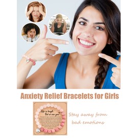 Bracelets for Women Stocking Stuffers for Women Pulseras Para Mujer Anxiety Beaded Bracelets Healing Stone Stress Relief Yoga Inspirational Bracelets Gifts Birthday Friendship Gifts