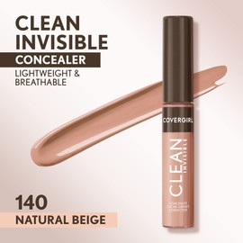 Covergirl Clean Invisible Concealer, Lightweight, Hydrating, Vegan Formula, Natural Beige 140, 0.23oz