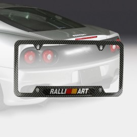 Ralliart X1 RALLIART Chrome Stainless Steel License Plate Frame Carbon Fiber Emblem
