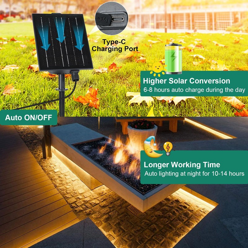 echosari 32.8Ft Solar Strip Lights Outdoor, IP68 Fully Waterproof LED
