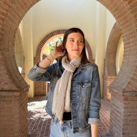 Humble Hilo Cumulus 100% Cotton Scarf, Shawl Wrap for Women - Lightweight Neck Scarf, Travel Coverup, Wedding or Evening Wrap (Gauzy Stripes, Sand)