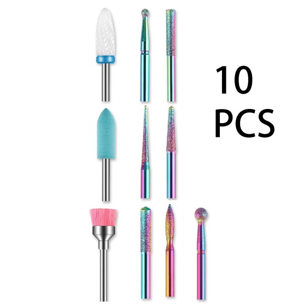 SATC 10PCS 3/32 In Nail Art Grinding Drill Bit Set