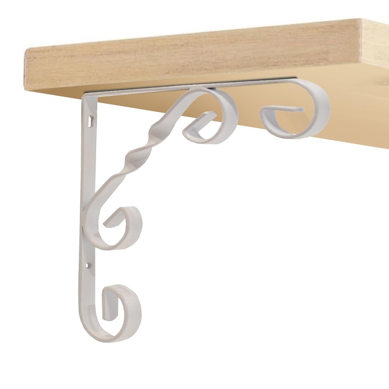 Dekton Twisted Wrought Iron Scroll Shelf Bracket, Powder Coated, 8"x8"-