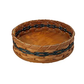 Amish Tabletop Lazy Susan 12" Oak Storage Basket by Amish Baskets and Beyond (Blue)