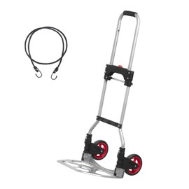 LEADALLWAY Dolly Cart Folding Hand Truck and Dolly,Steel Portable Cart with Telescoping Handle and Nylon+Rubber Wheels 180 lbs Capacity