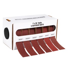 6 Grits Emery Cloth Roll, Multiple Grit Sizes, Abrasive Sandpaper Roll with Dispenser, 80 150 240 320 400 600 Grit Sandpaper Assortment, Wet Emory Cloths for Wood Furniture Metal Automotive (6Meters)