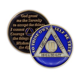 7 Year Sobriety Coin | Triplate AA Chip Recovery Anniversary Token (Blue)